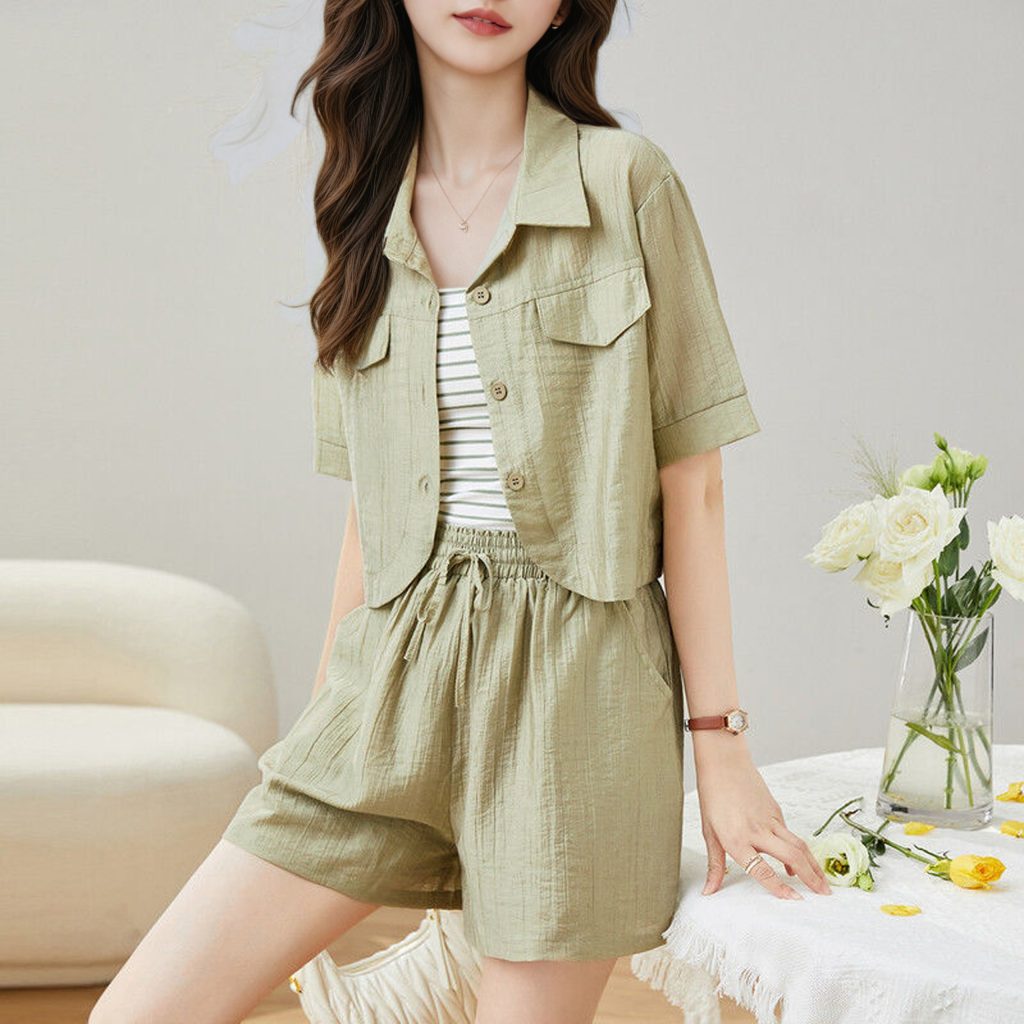 Women's 3-Piece Shorts Set Summer New Petite Casual Fashion Stylish Design Sun Protection Cami