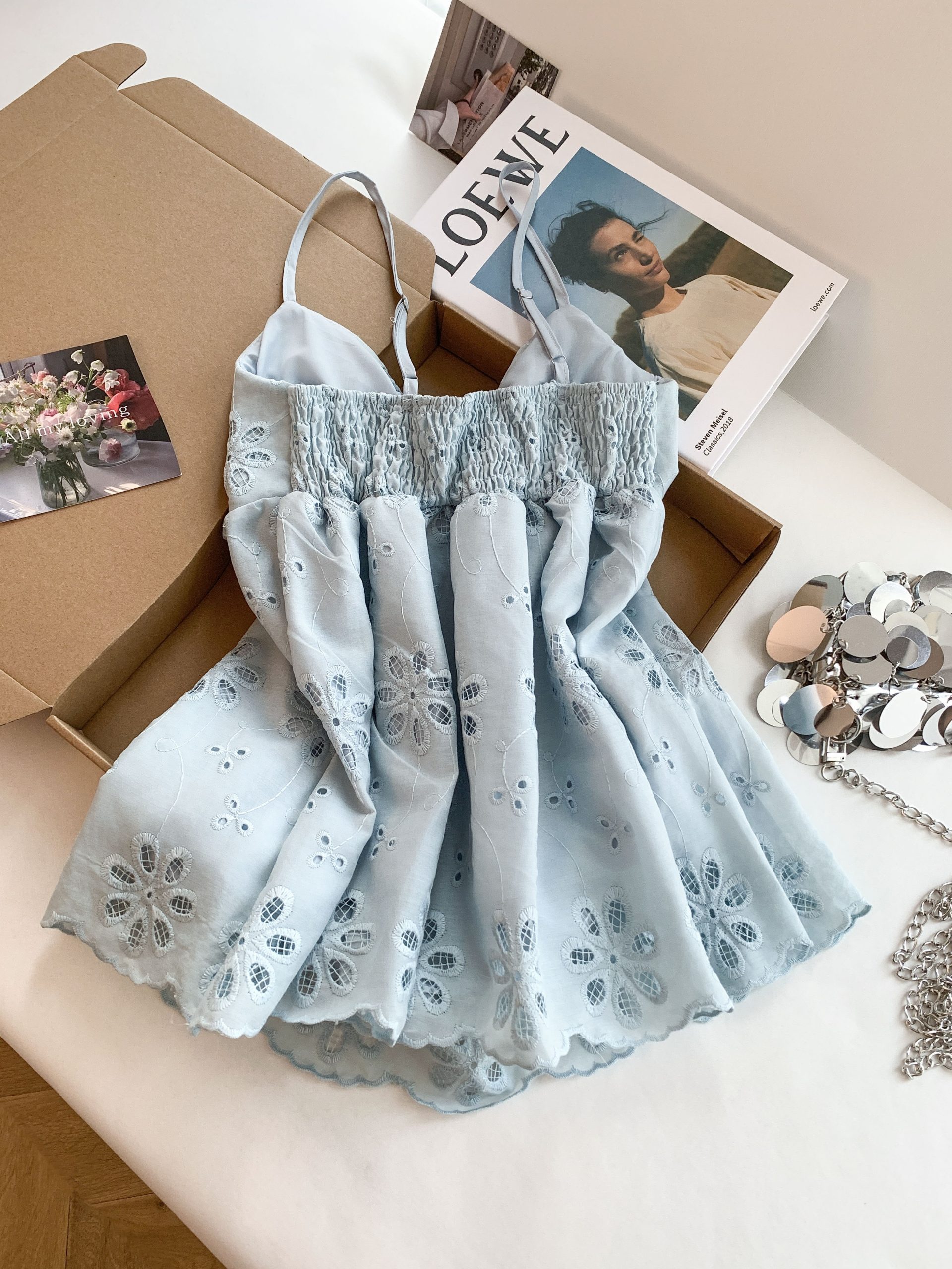 Sweet Floral Embroidered Bow Camisole Top for Women Summer Cinched Waist Design - Image 2