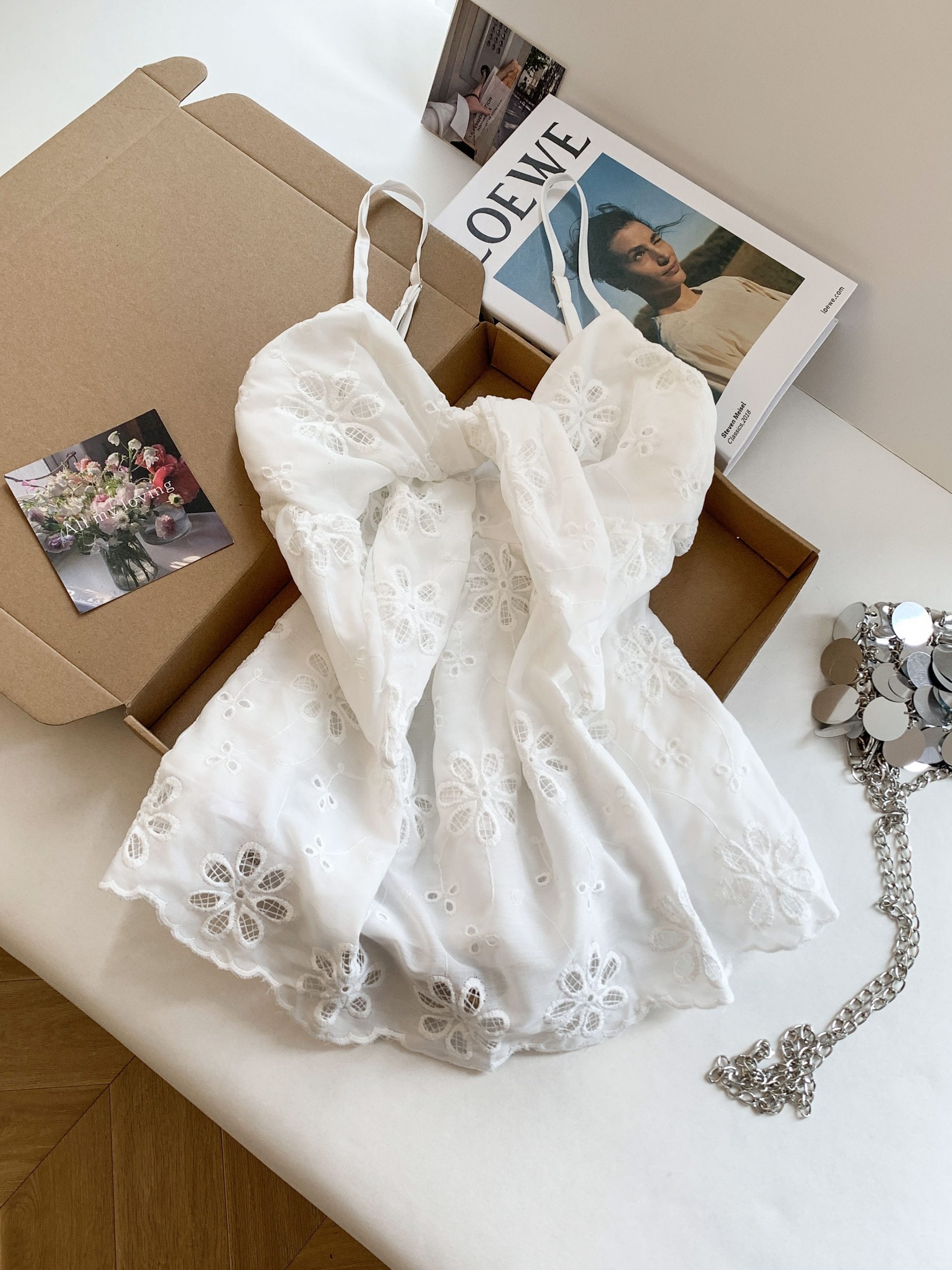 Sweet Floral Embroidered Bow Camisole Top for Women Summer Cinched Waist Design - Image 3