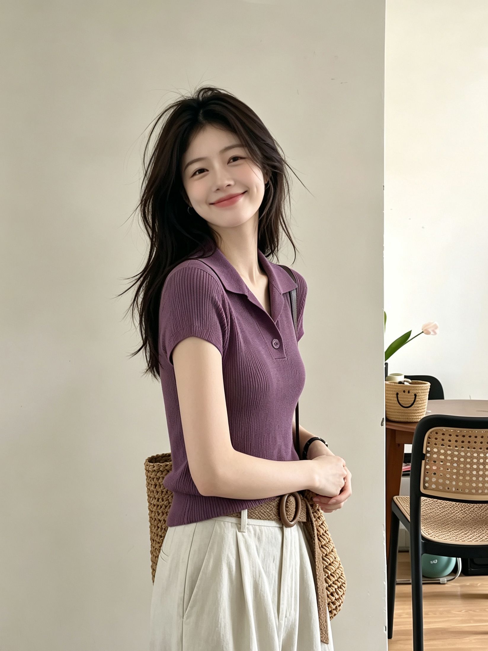 Old Money Style Coffee Color Knit Short Sleeve Polo Shirt for Women Summer Slimming Elegant Top - Image 3