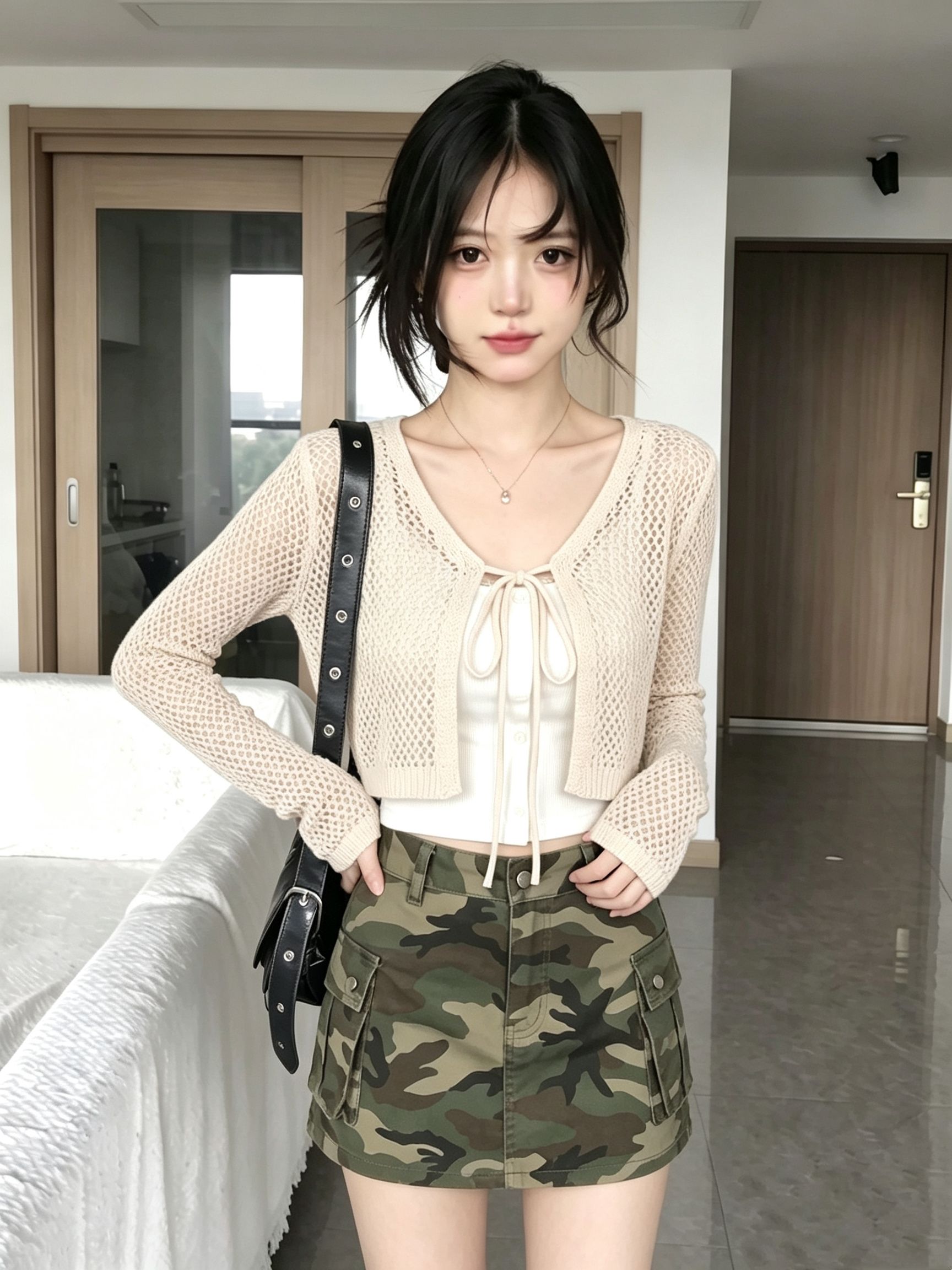Women's Summer Openwork Lace-Up Long Sleeve Sun Protection Knit Cardigan - Image 4