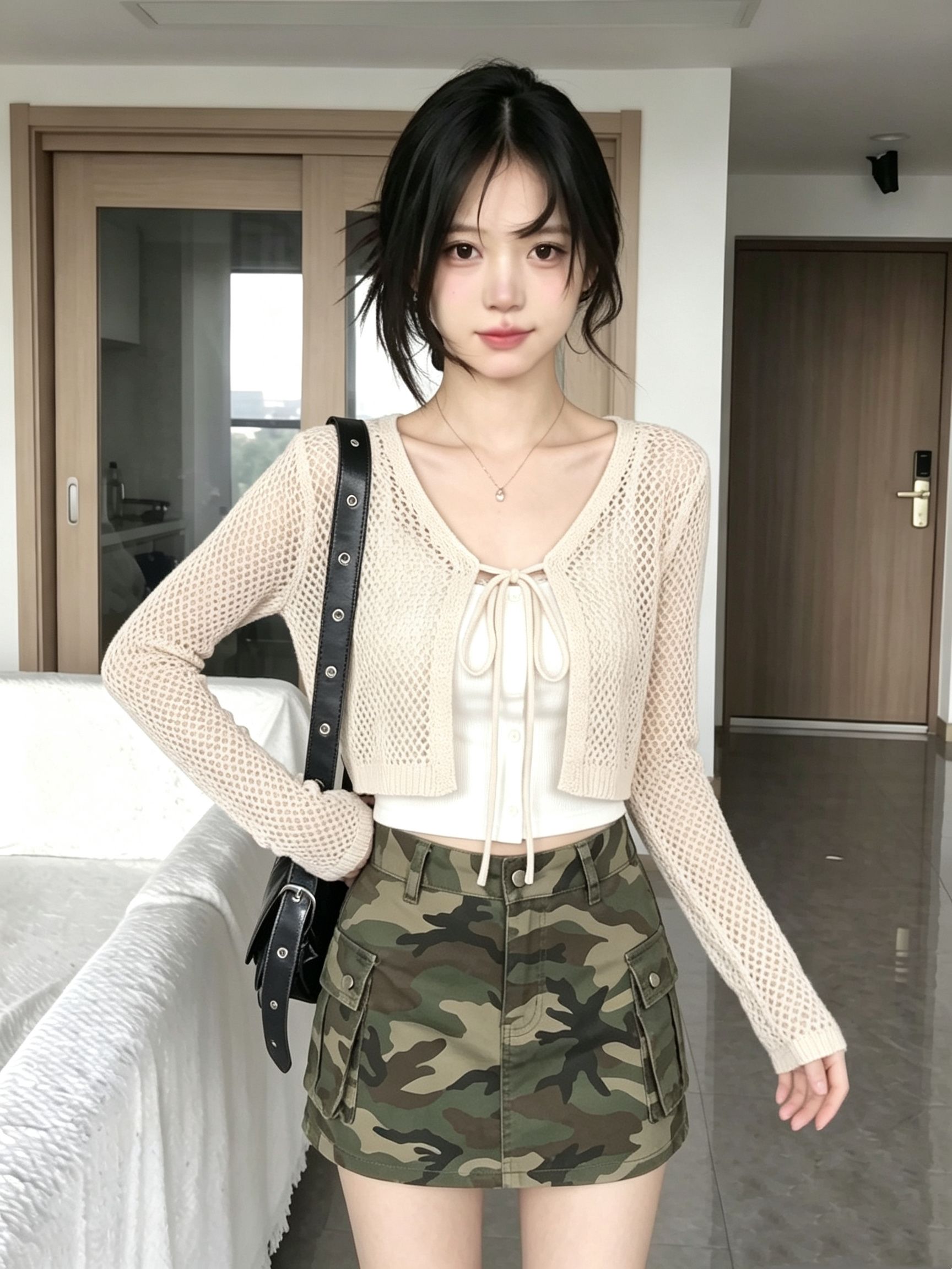 Women's Summer Openwork Lace-Up Long Sleeve Sun Protection Knit Cardigan - Image 2