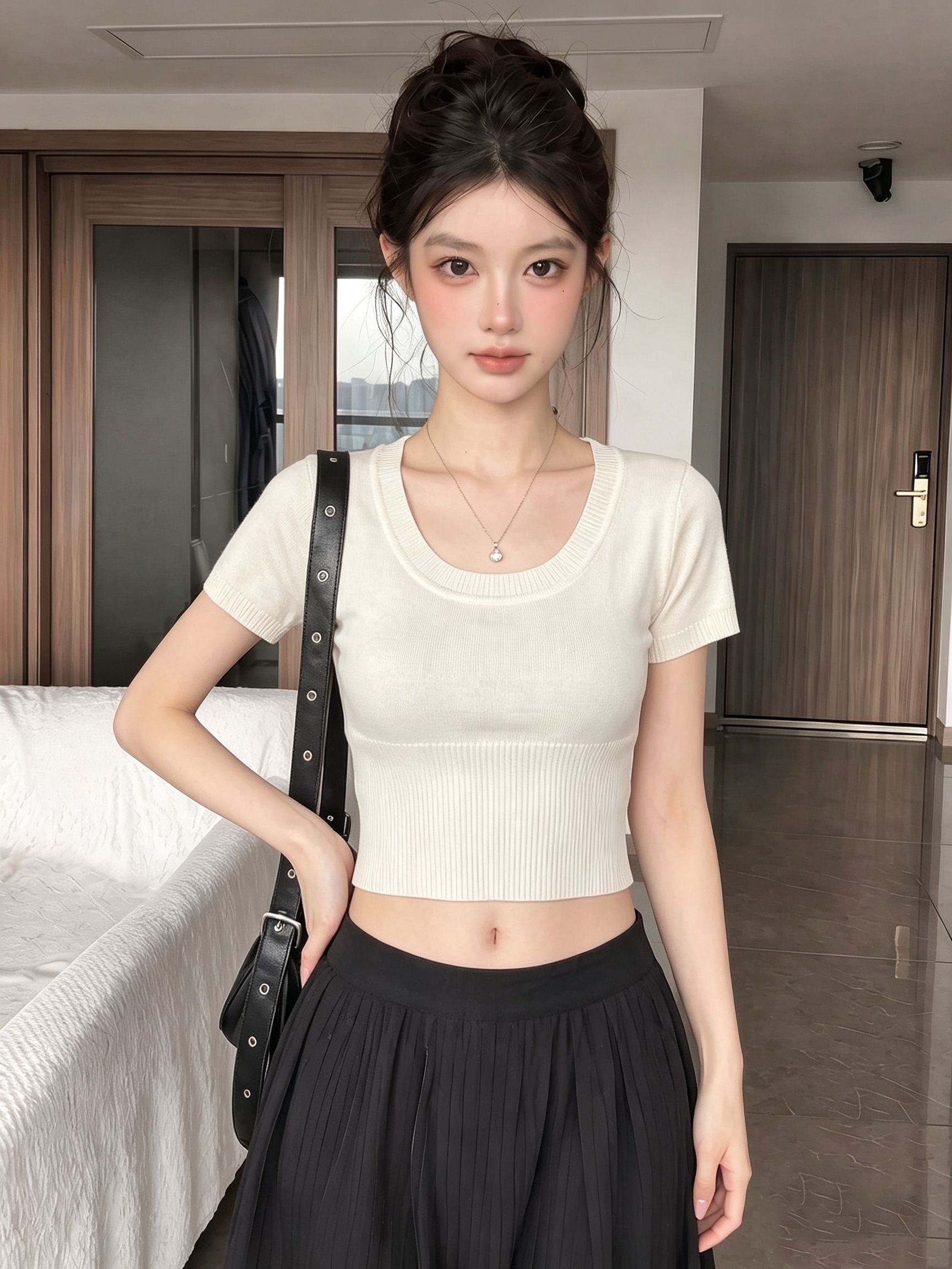 Women's U-Neck Slim Fit Short Knit Top Summer - Image 4
