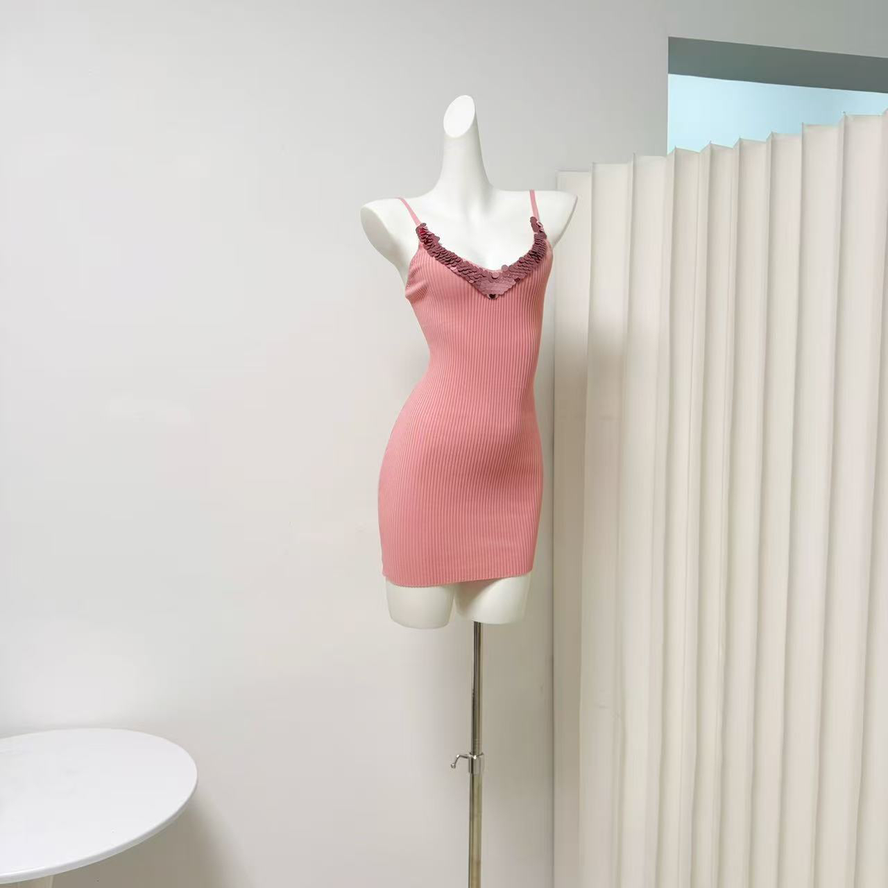 Sexy Slim-Fit Sequin Knit Cami Bodycon Dress - Image 2