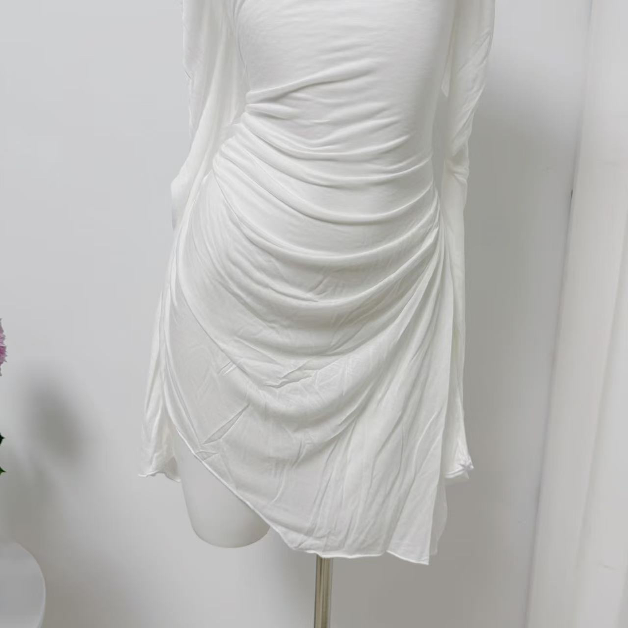 Soft White Long Sleeve Open Back Waist Cinch Top Pure Desire Style - Image 4