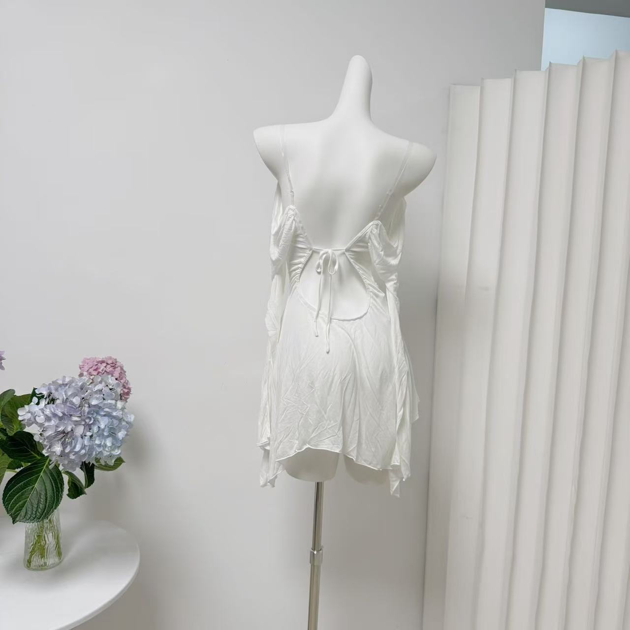 Soft White Long Sleeve Open Back Waist Cinch Top Pure Desire Style - Image 5